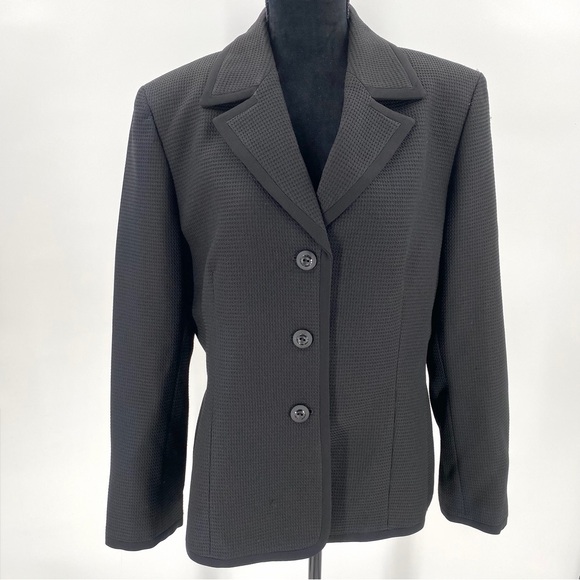 Evan Picone Jackets & Blazers - Evan-Picone Blazer Suit Jacket 16 Womens Black Waffle Texture 3 Button Career